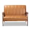 Baxton Studio Nikko Mid-century Modern Tan Faux Leather and Walnut Brown finished Wood Loveseat 175-10975-Zoro - alternate 7